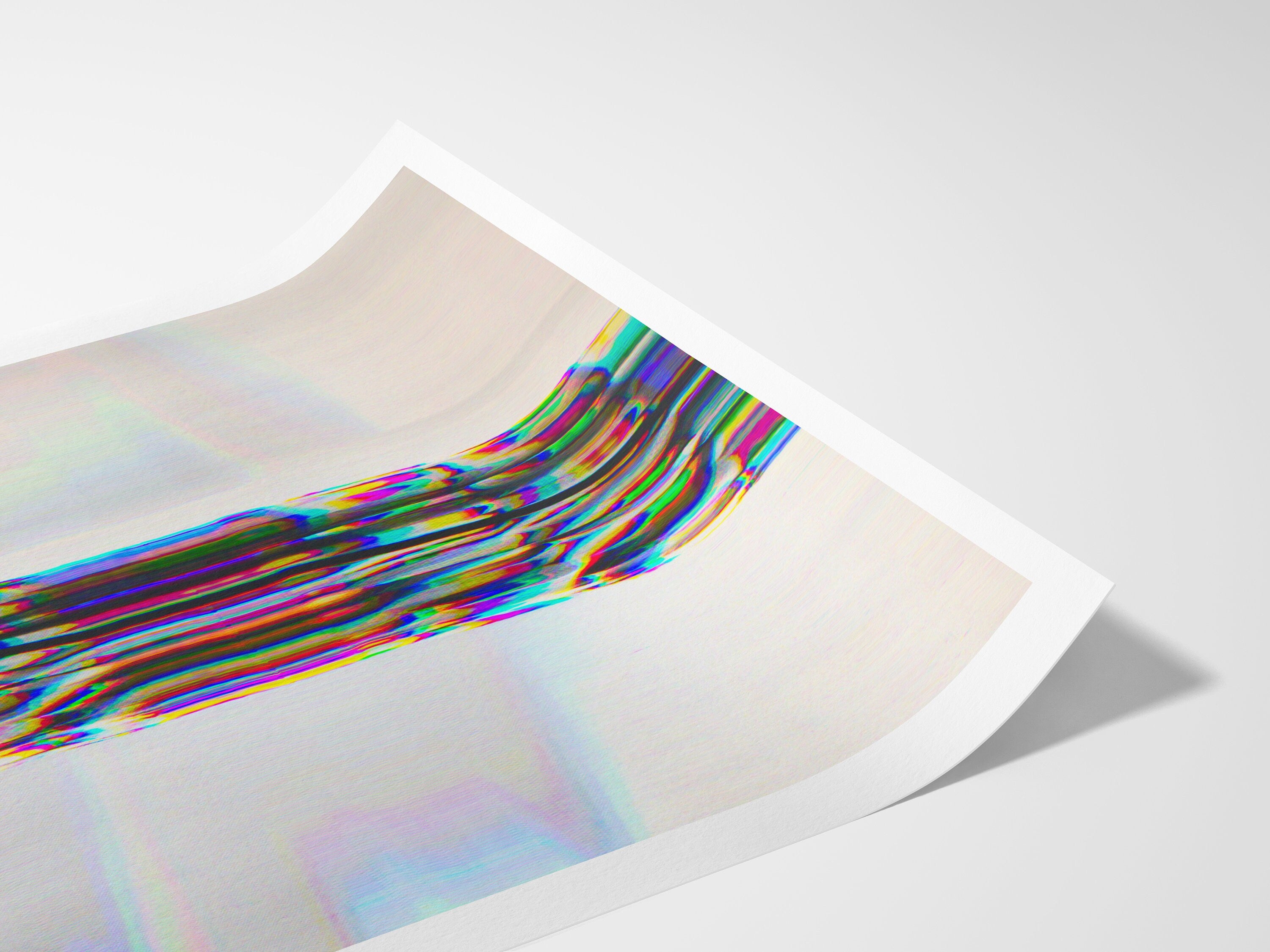 Rainbow Glitch Woman Wall Art - Beautiful Altered Black and White Fashion Photo Decor for Home, Office, Bedroom | Untitled (4) Giclée Print