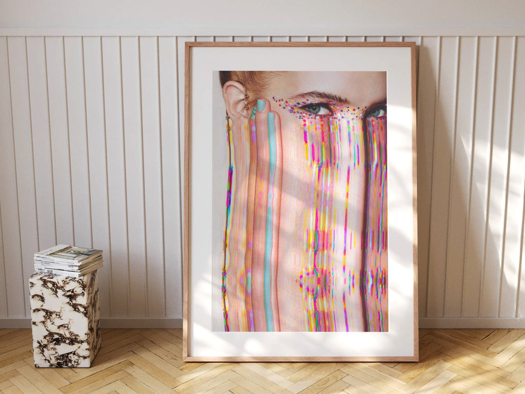 Vibrant Surrealist Altered Portrait Art - Colorful Glitch Aesthetic for Modern Home Decor | Untitled (6) Giclée Print