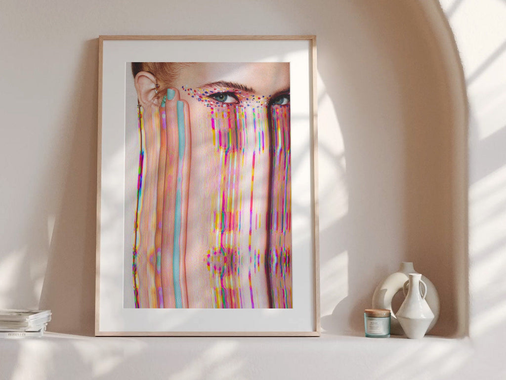Vibrant Surrealist Altered Portrait Art - Colorful Glitch Aesthetic for Modern Home Decor | Untitled (6) Giclée Print