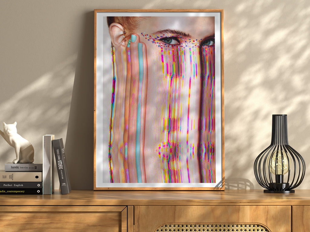 Vibrant Surrealist Altered Portrait Art - Colorful Glitch Aesthetic for Modern Home Decor | Untitled (6) Giclée Print