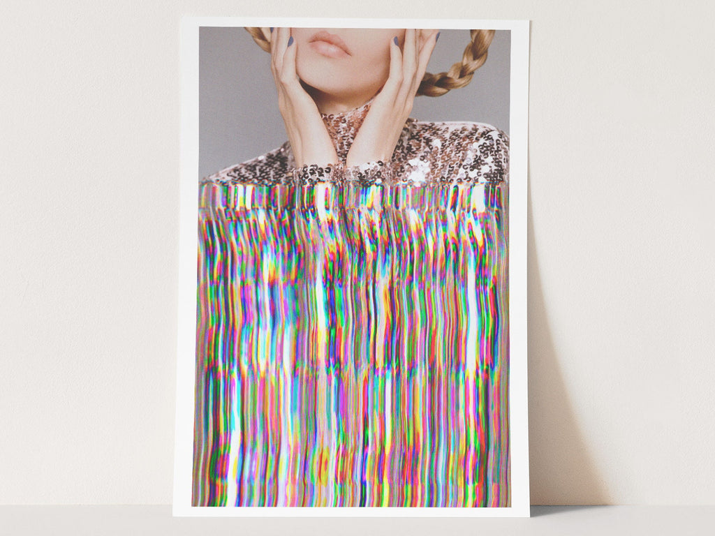 Surreal Altered Fashion Portrait Art - Colorful Glitch Aesthetic Wall Decor for Home, Office, Bedroom | Untitled (10) Giclée Print