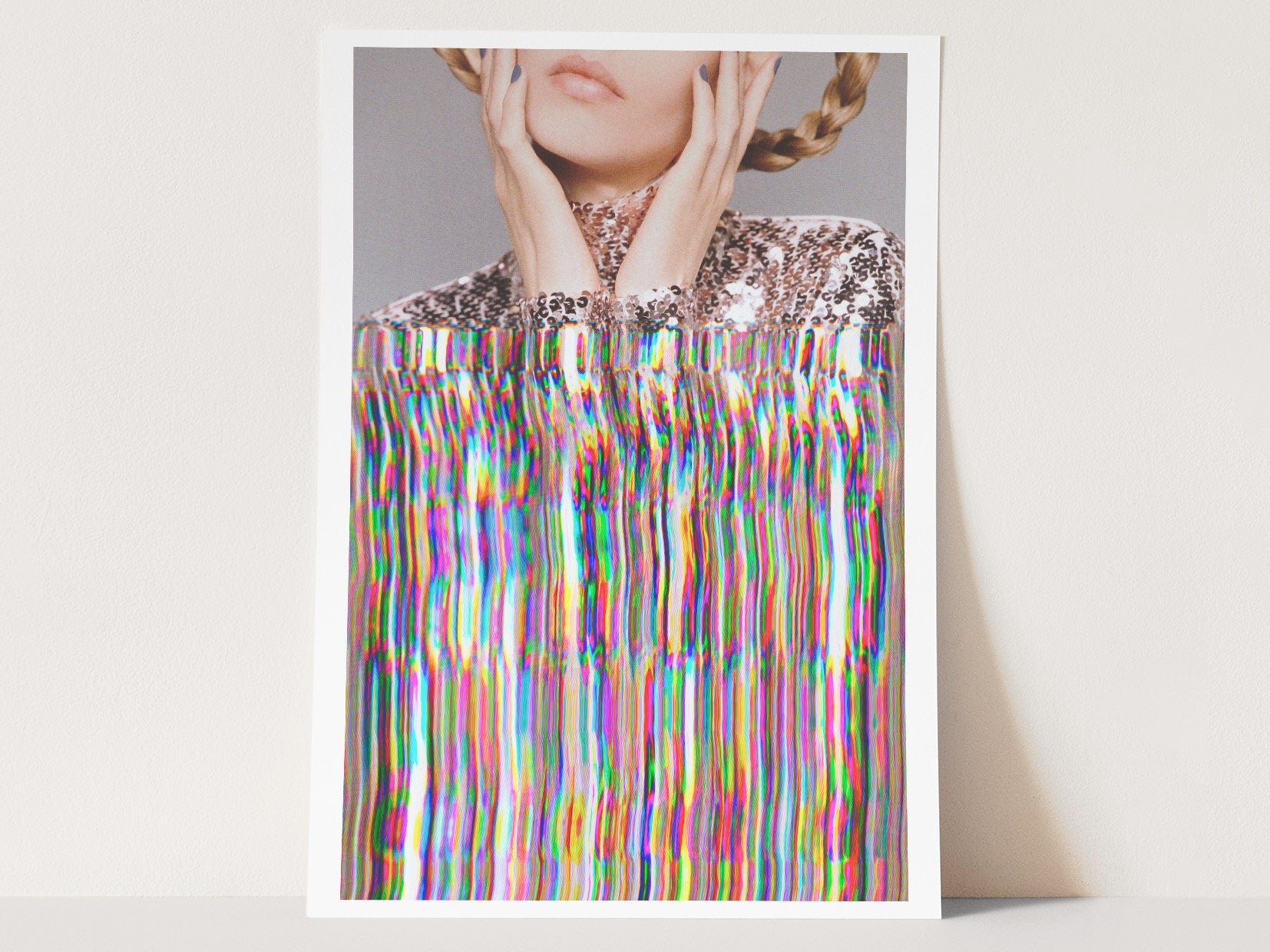 Surreal Altered Fashion Portrait Art - Colorful Glitch Aesthetic Wall Decor for Home, Office, Bedroom | Untitled (10) Giclée Print