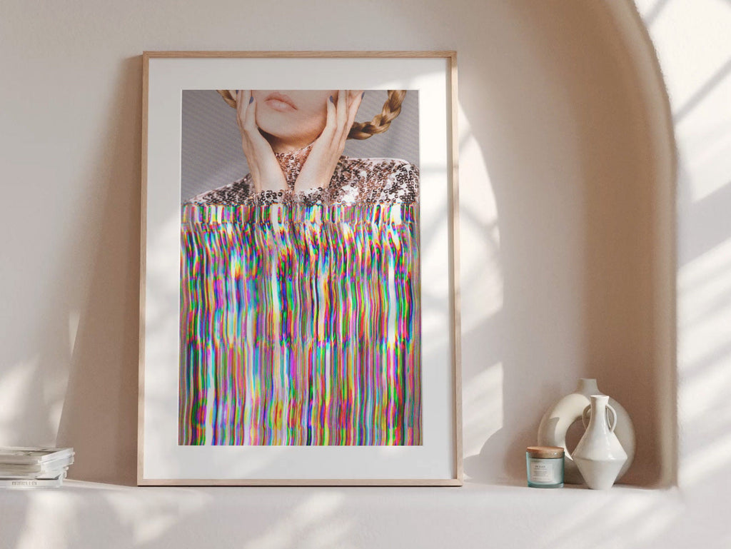 Surreal Altered Fashion Portrait Art - Colorful Glitch Aesthetic Wall Decor for Home, Office, Bedroom | Untitled (10) Giclée Print