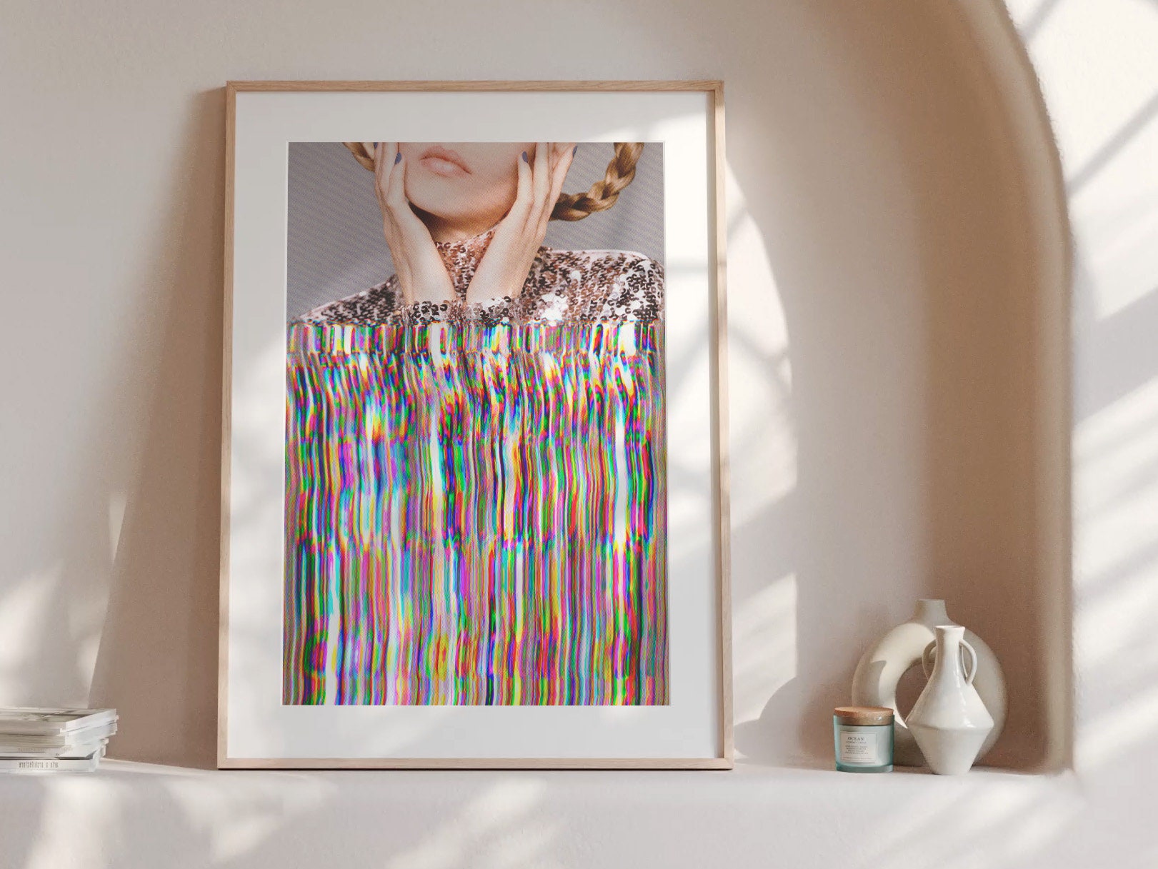 Surreal Altered Fashion Portrait Art - Colorful Glitch Aesthetic Wall Decor for Home, Office, Bedroom | Untitled (10) Giclée Print