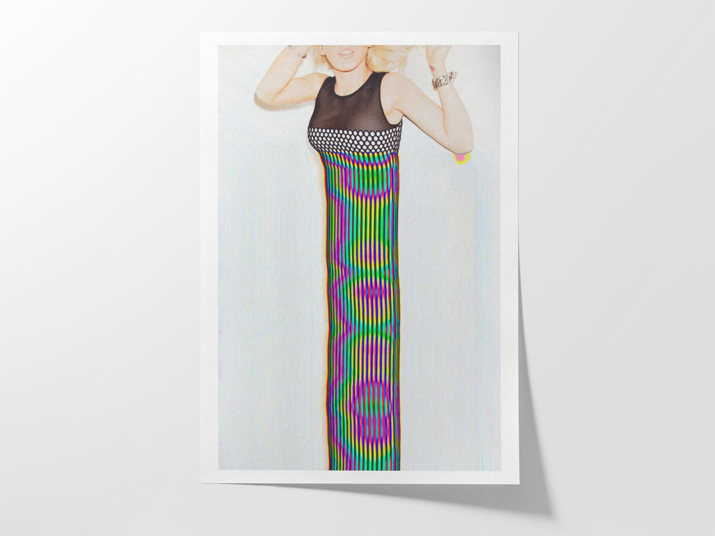 Psychedelic Altered Fashion Portrait - Vibrant Striped Art for Modern Home Decor and Eclectic Spaces | Untitled (13) Giclée Print