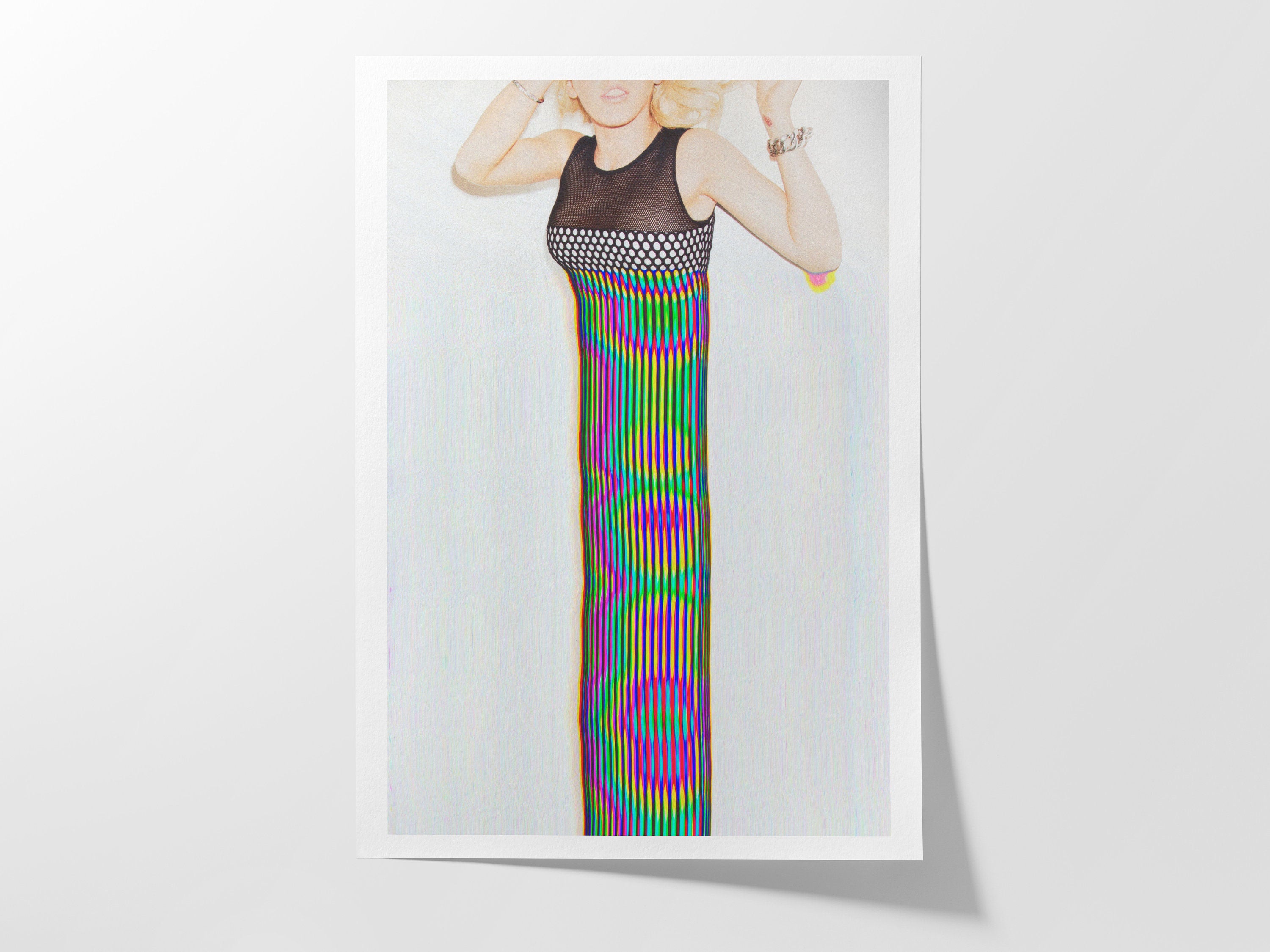 Psychedelic Altered Fashion Portrait - Vibrant Striped Art for Modern Home Decor and Eclectic Spaces | Untitled (13) Giclée Print