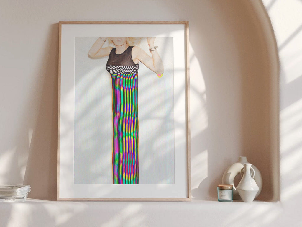 Psychedelic Altered Fashion Portrait - Vibrant Striped Art for Modern Home Decor and Eclectic Spaces | Untitled (13) Giclée Print