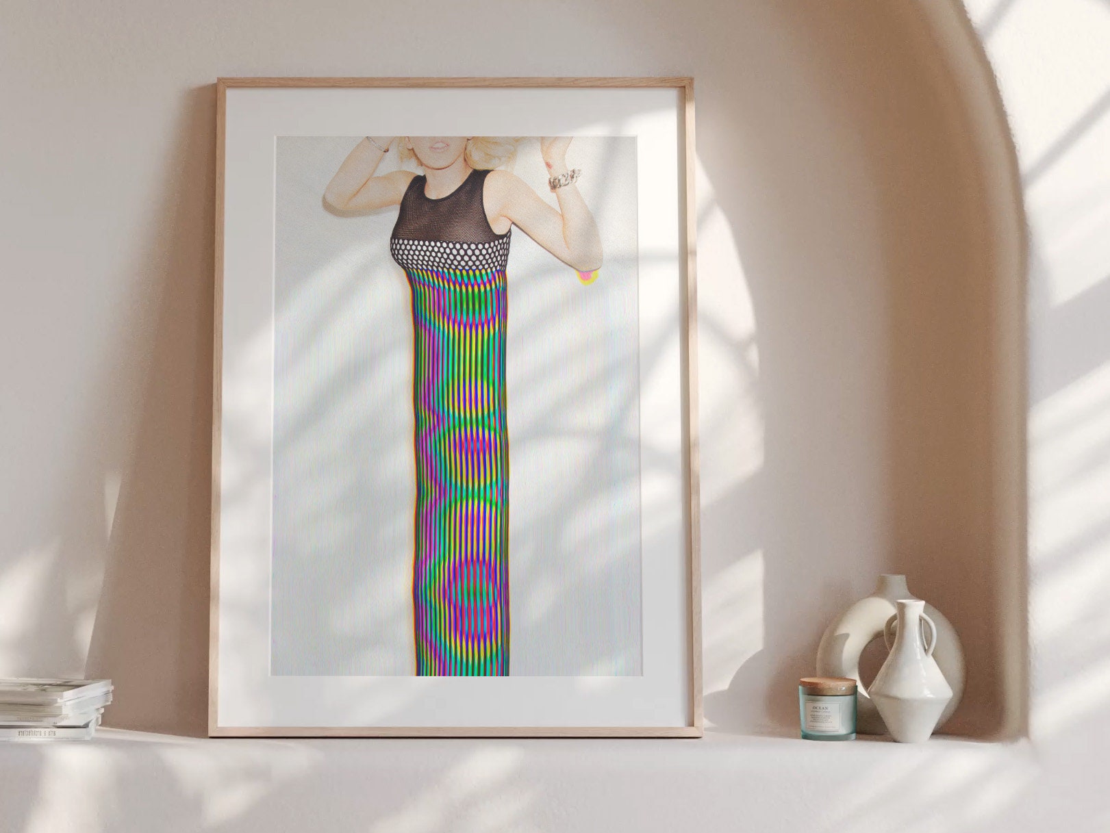 Psychedelic Altered Fashion Portrait - Vibrant Striped Art for Modern Home Decor and Eclectic Spaces | Untitled (13) Giclée Print