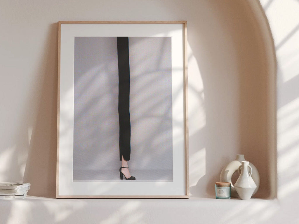 Elegant Minimalist Black Fashion Portrait - Unique High-Heeled Style Wall Art for Modern Home Decor | Untitled (14) Giclée Print