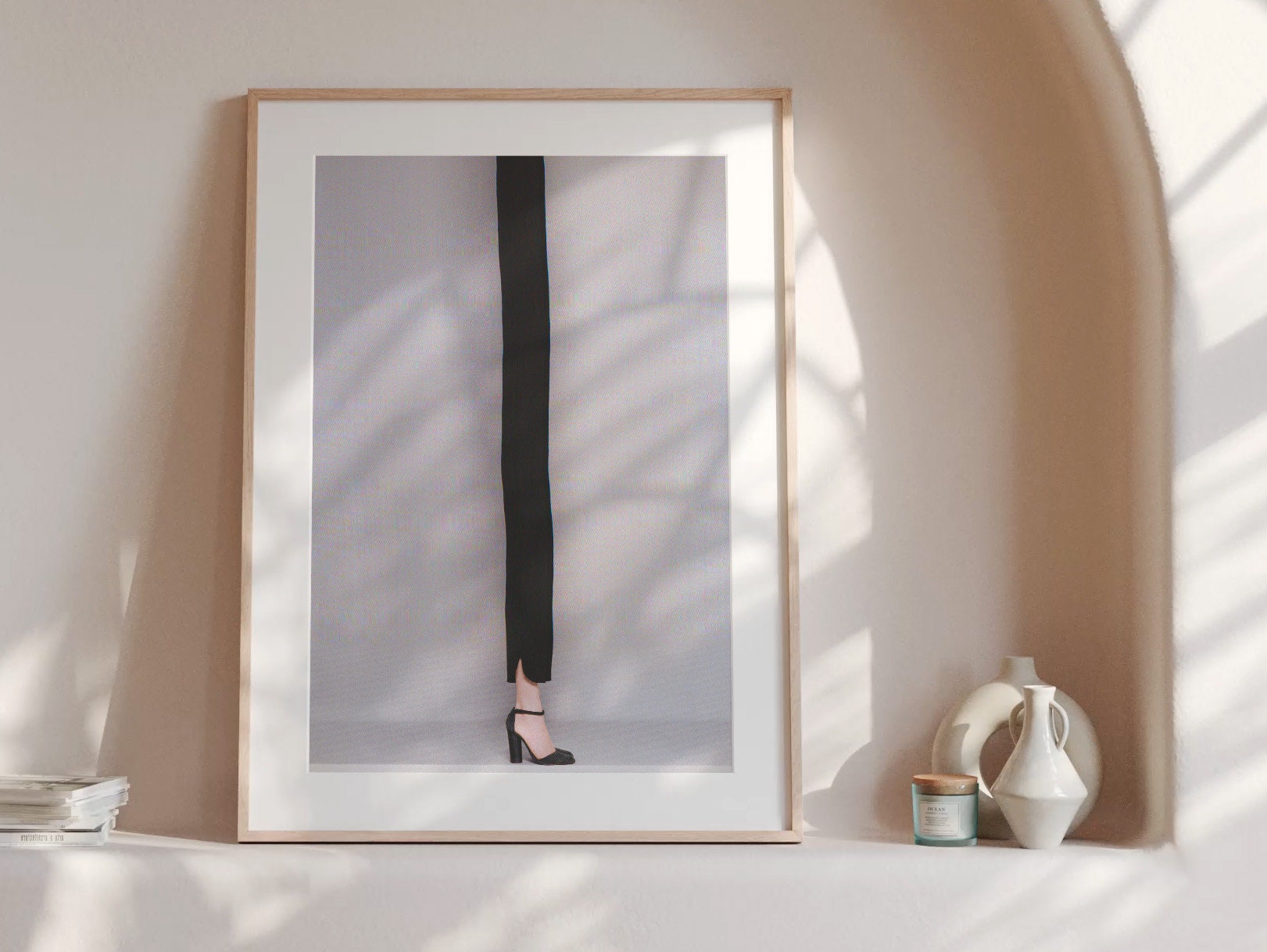 Elegant Minimalist Black Fashion Portrait - Unique High-Heeled Style Wall Art for Modern Home Decor | Untitled (14) Giclée Print