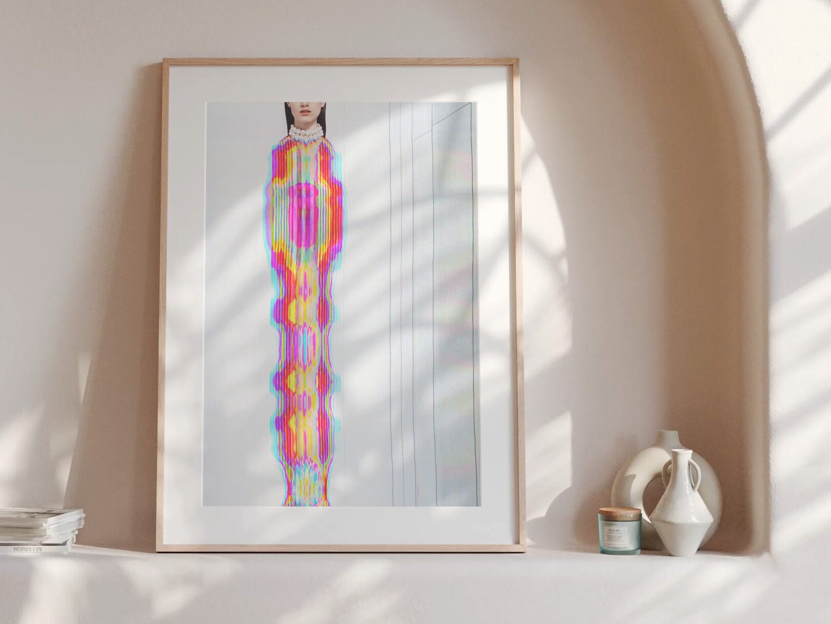 Psychedelic Glitch Fashion Portrait - Vibrant Abstract Wall Art for Contemporary Home Decor | Untitled (17) Giclée Print