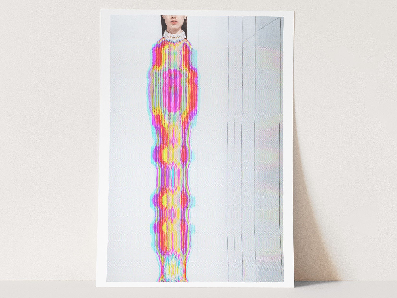 Psychedelic Glitch Fashion Portrait - Vibrant Abstract Wall Art for Contemporary Home Decor | Untitled (17) Giclée Print