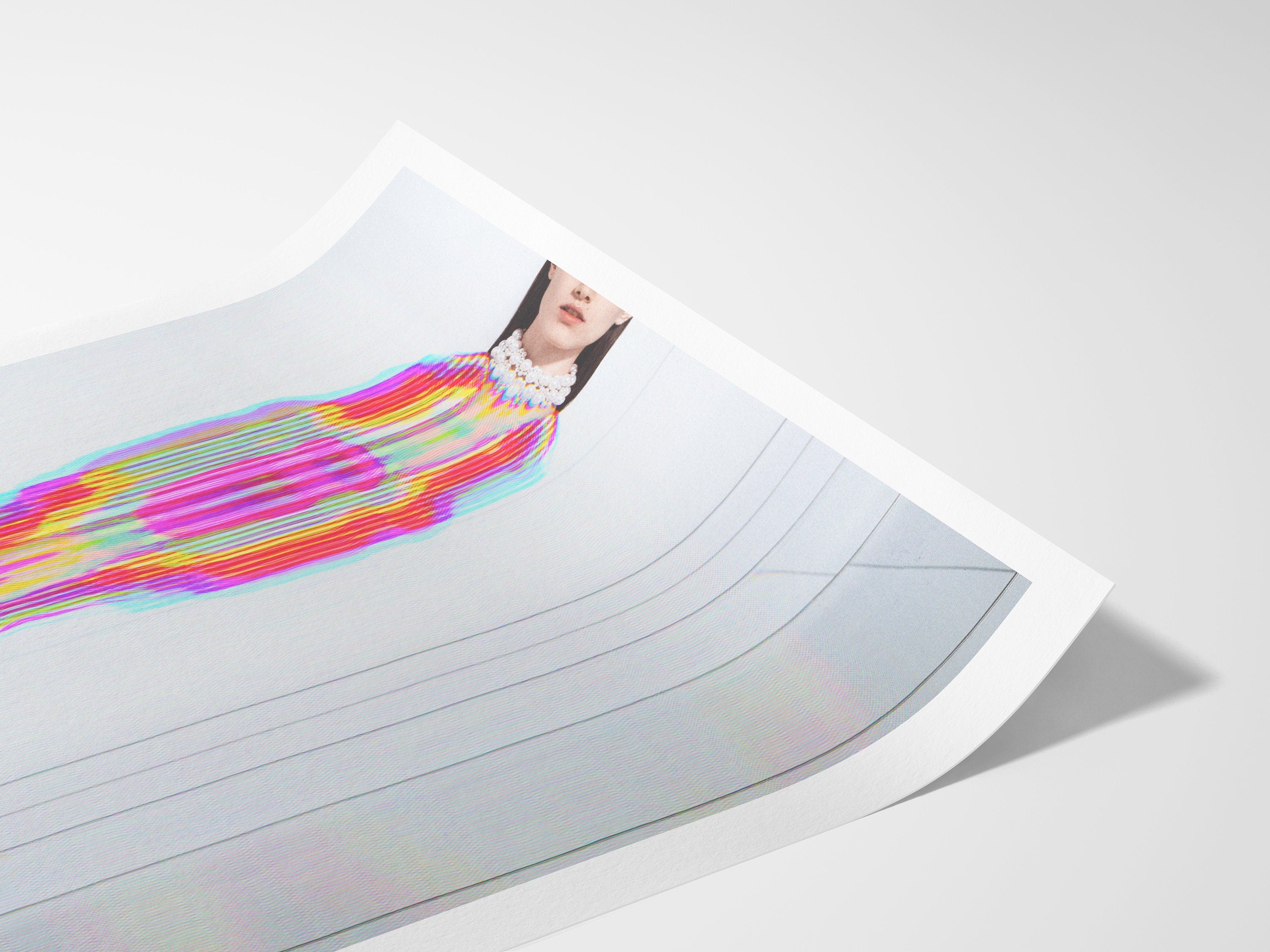 Psychedelic Glitch Fashion Portrait - Vibrant Abstract Wall Art for Contemporary Home Decor | Untitled (17) Giclée Print