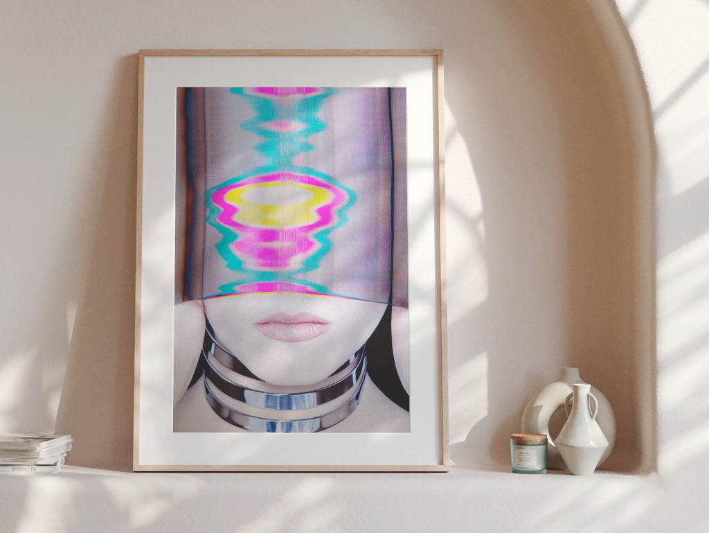 Surreal Altered Portrait with Vibrant Glitch Effects - Contemporary Wall Art for Modern Home Decor | Untitled (19) Giclée Print