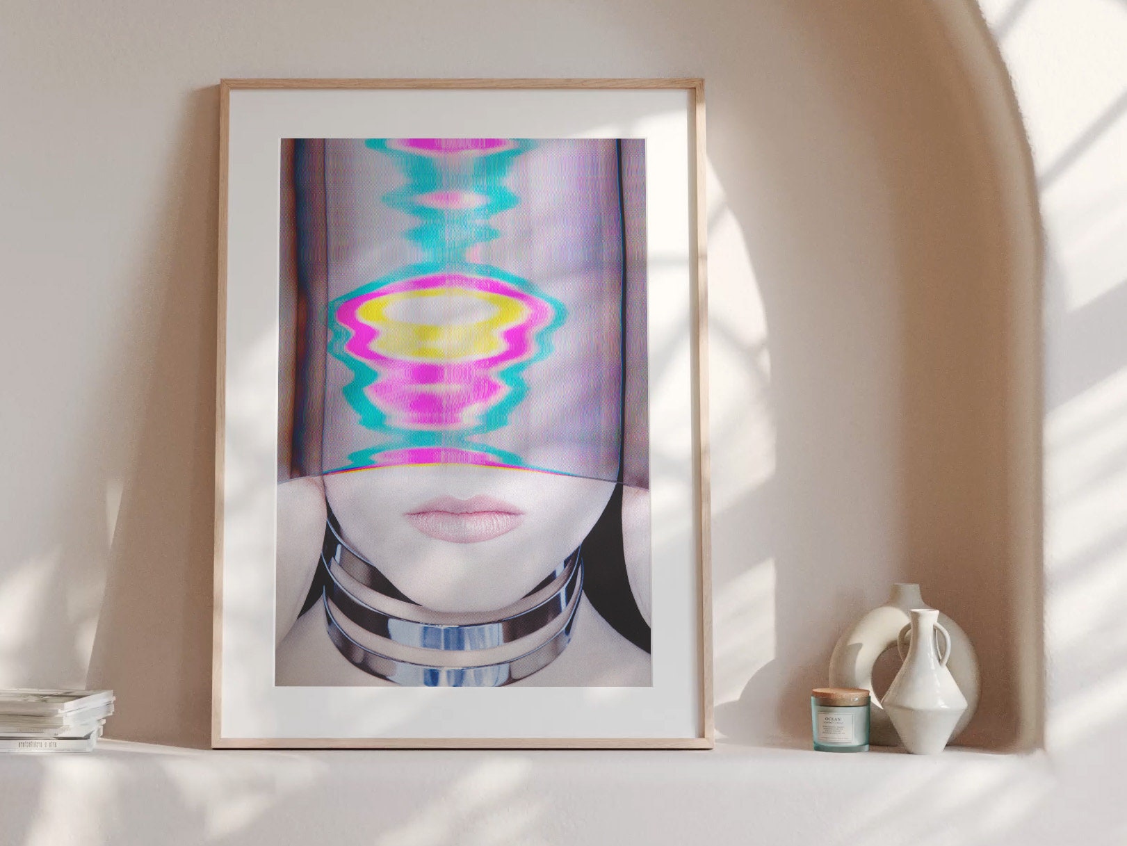 Surreal Altered Portrait with Vibrant Glitch Effects - Contemporary Wall Art for Modern Home Decor | Untitled (19) Giclée Print