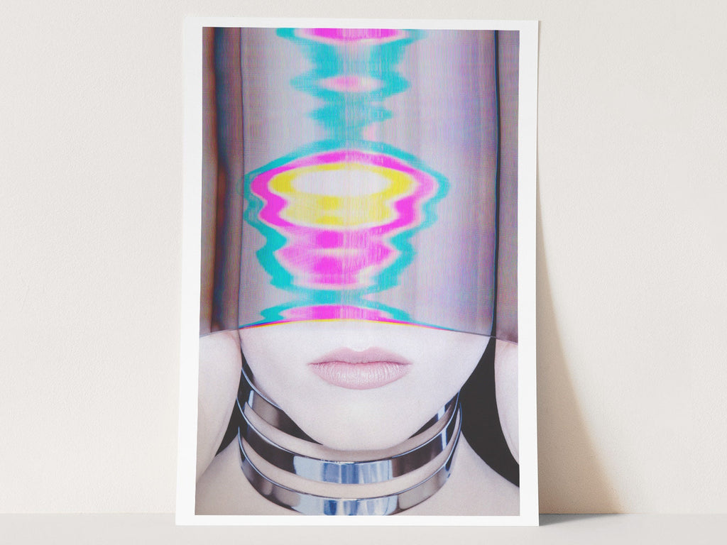 Surreal Altered Portrait with Vibrant Glitch Effects - Contemporary Wall Art for Modern Home Decor | Untitled (19) Giclée Print