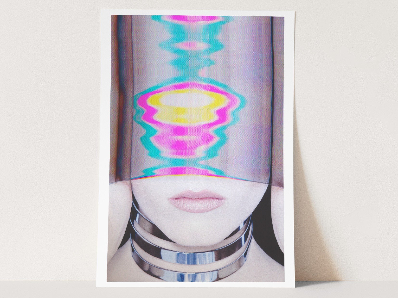 Surreal Altered Portrait with Vibrant Glitch Effects - Contemporary Wall Art for Modern Home Decor | Untitled (19) Giclée Print