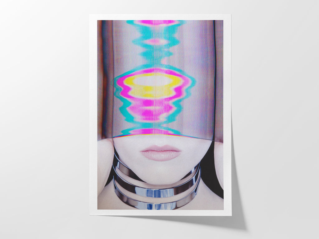 Surreal Altered Portrait with Vibrant Glitch Effects - Contemporary Wall Art for Modern Home Decor | Untitled (19) Giclée Print