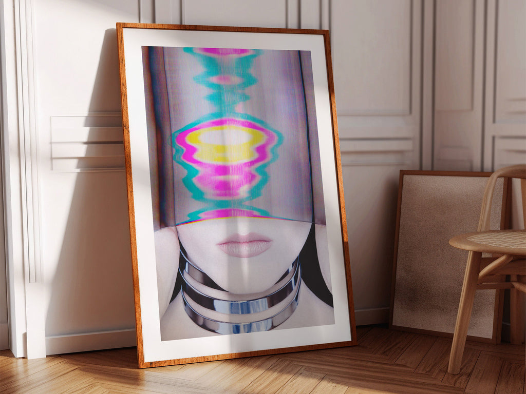 Surreal Altered Portrait with Vibrant Glitch Effects - Contemporary Wall Art for Modern Home Decor | Untitled (19) Giclée Print