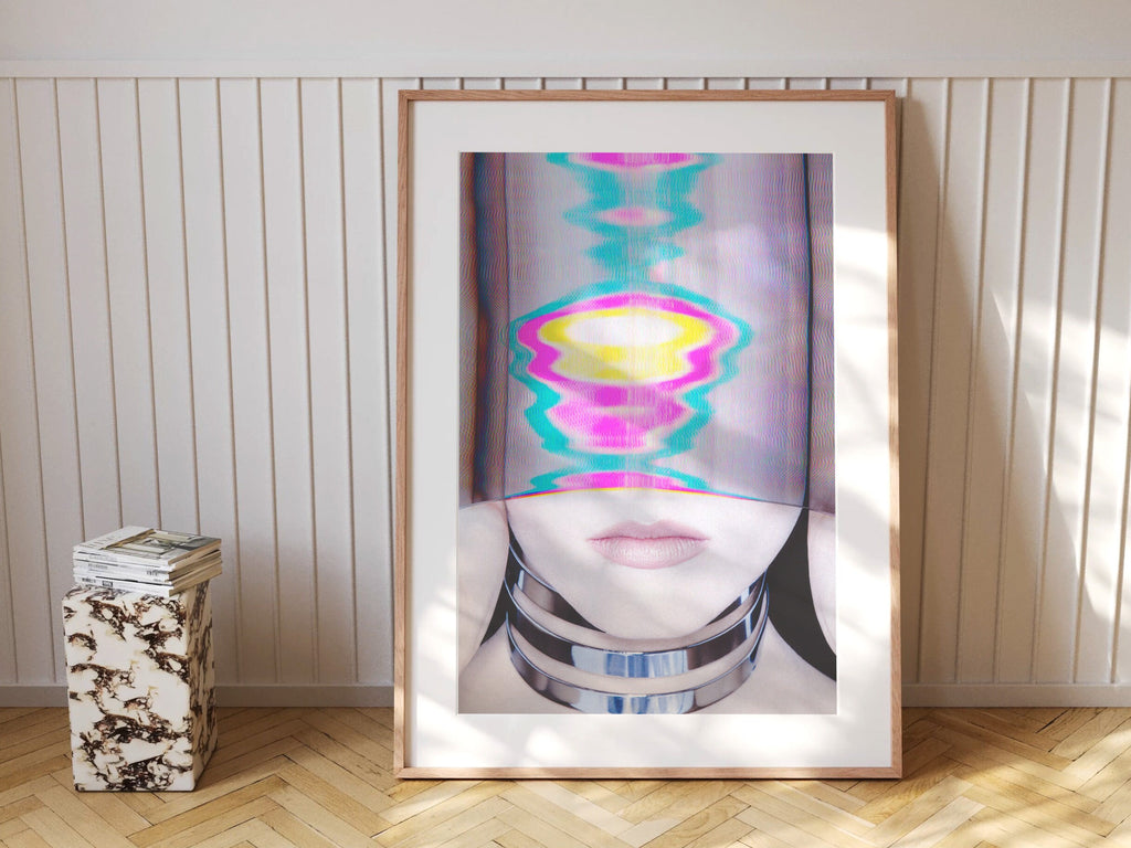Surreal Altered Portrait with Vibrant Glitch Effects - Contemporary Wall Art for Modern Home Decor | Untitled (19) Giclée Print