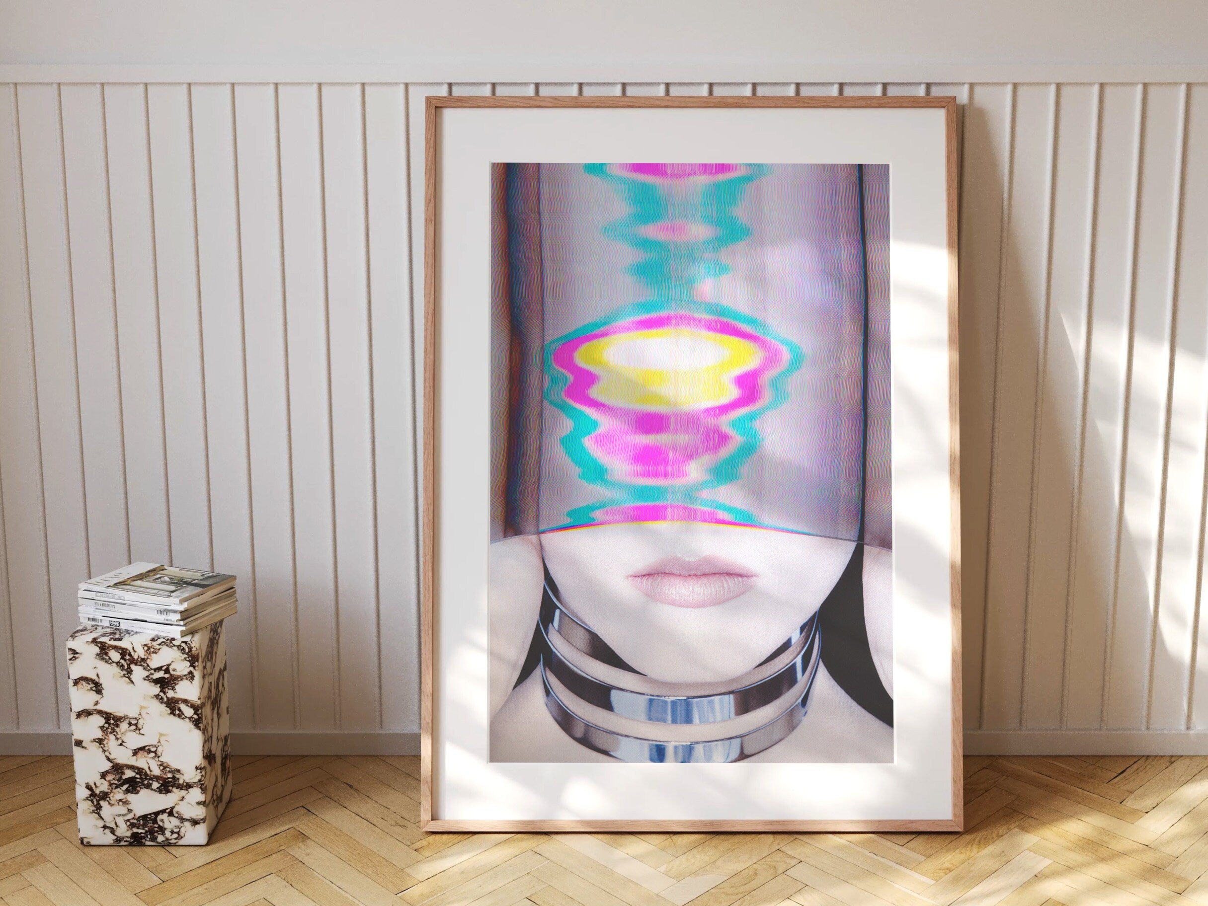 Surreal Altered Portrait with Vibrant Glitch Effects - Contemporary Wall Art for Modern Home Decor | Untitled (19) Giclée Print