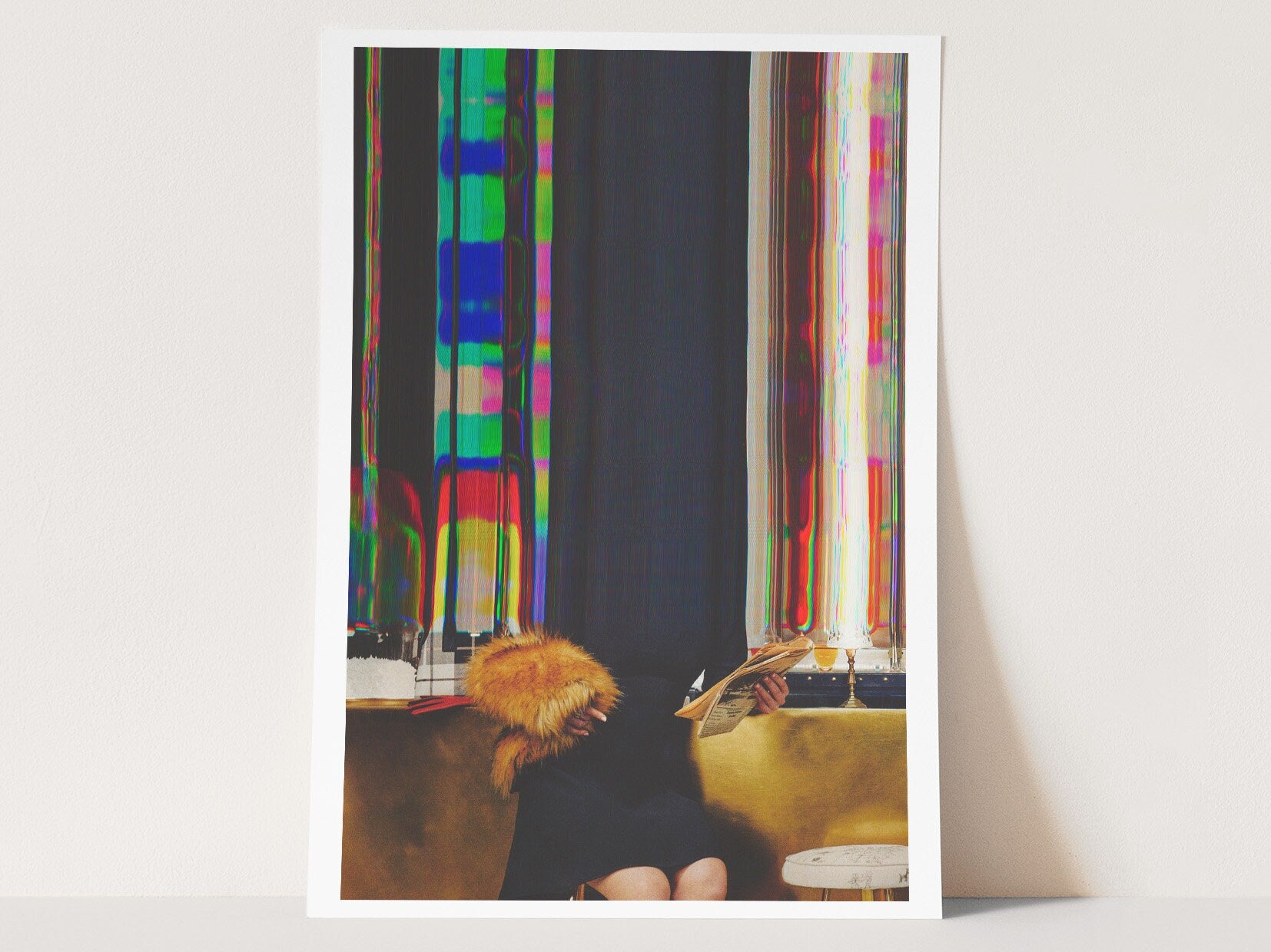 Woman Reading Altered Glitch Photo Wall Art - Colorful Maximalist Aesthetic Decor for Home, Office, Apartment | Untitled (25) Giclée Print