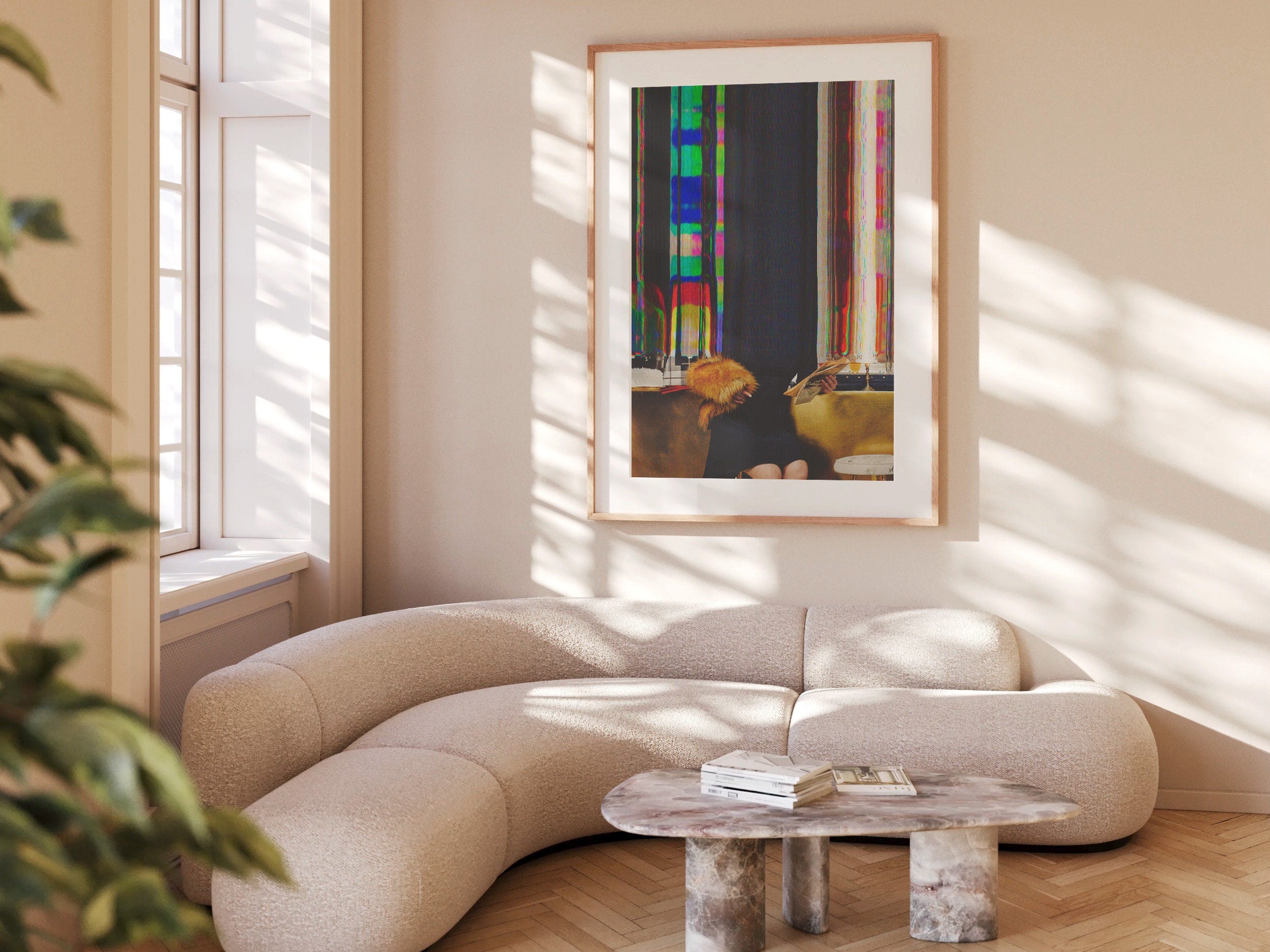 Woman Reading Altered Glitch Photo Wall Art - Colorful Maximalist Aesthetic Decor for Home, Office, Apartment | Untitled (25) Giclée Print