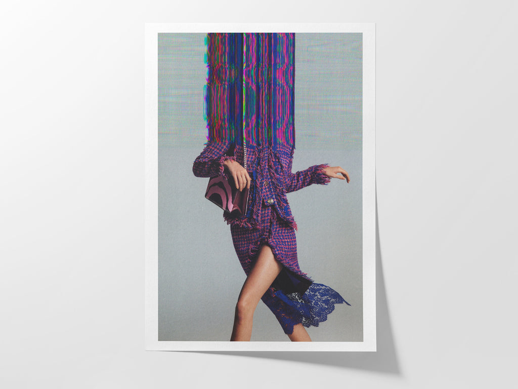 Surreal Altered Fashion Portrait Wall Art - Vibrant Glitch Aesthetic Decor for Modern Living Spaces | Untitled (26) Giclée Print