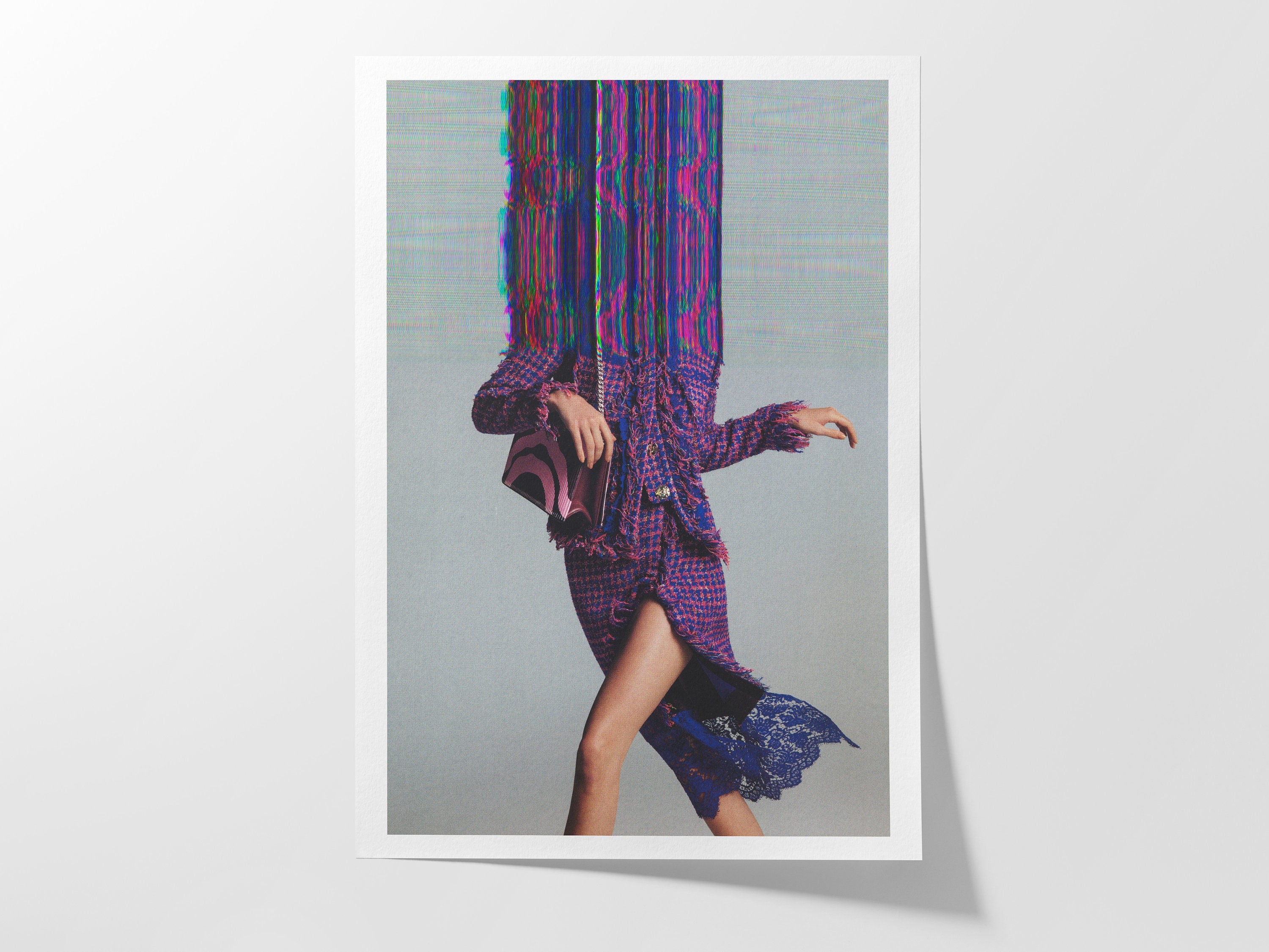 Surreal Altered Fashion Portrait Wall Art - Vibrant Glitch Aesthetic Decor for Modern Living Spaces | Untitled (26) Giclée Print