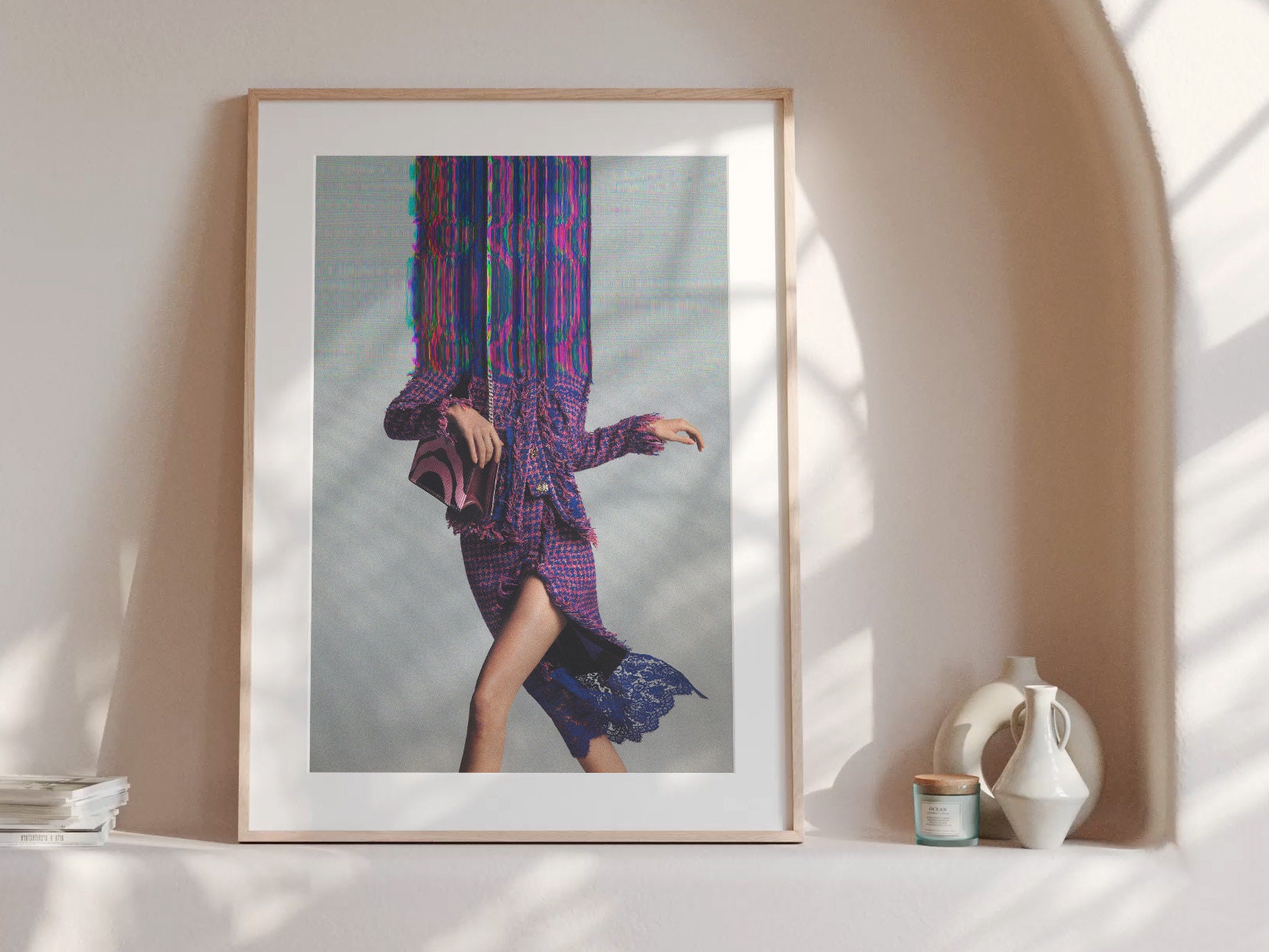 Surreal Altered Fashion Portrait Wall Art - Vibrant Glitch Aesthetic Decor for Modern Living Spaces | Untitled (26) Giclée Print
