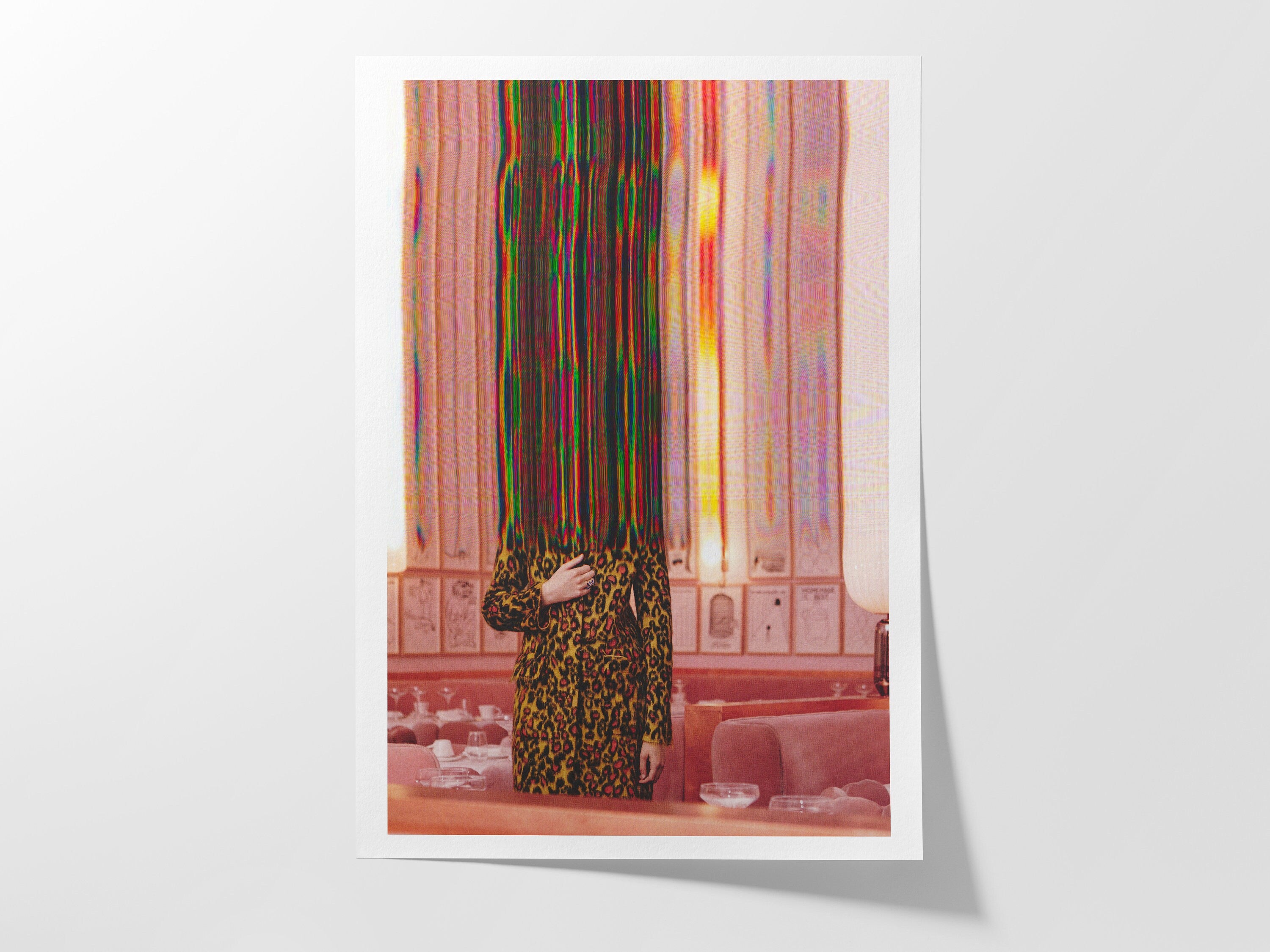 Surreal Altered Fashion Portrait Wall Art - Colorful Glitch Aesthetic for Contemporary Home Decor | Untitled (28) Giclée Print