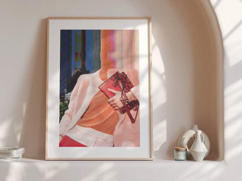 Surreal Fashion Portrait with Vibrant Colors - Altered Glitch Art for Contemporary Home Decor | Untitled (30) Giclée Print