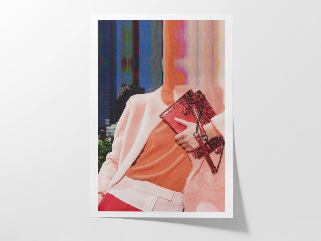 Surreal Fashion Portrait with Vibrant Colors - Altered Glitch Art for Contemporary Home Decor | Untitled (30) Giclée Print