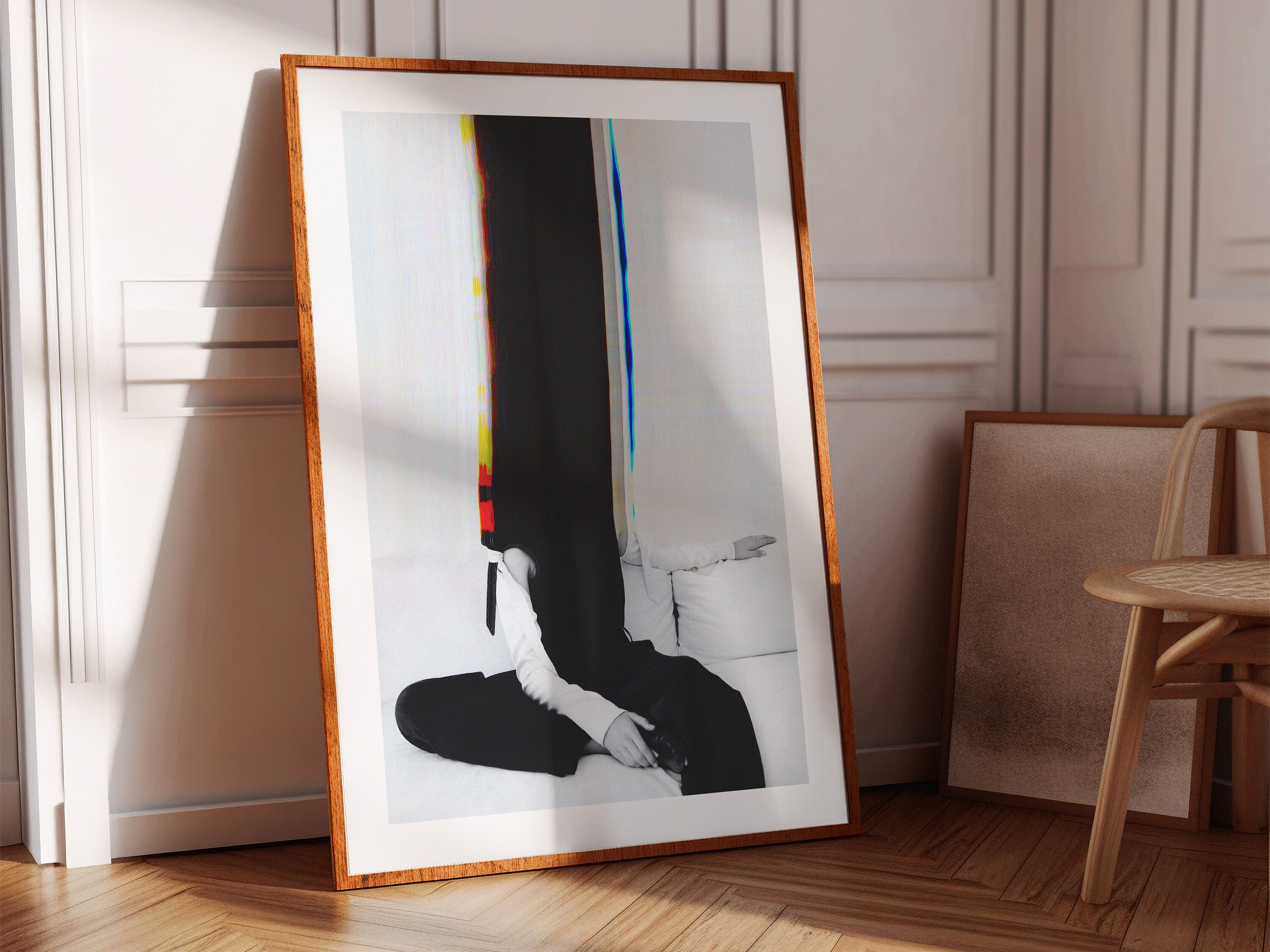 Woman Sitting Altered Portrait Photo Wall Art - Unique Black and White Minimal Aesthetic Decor For Home, Office | Untitled (31) Giclée Print