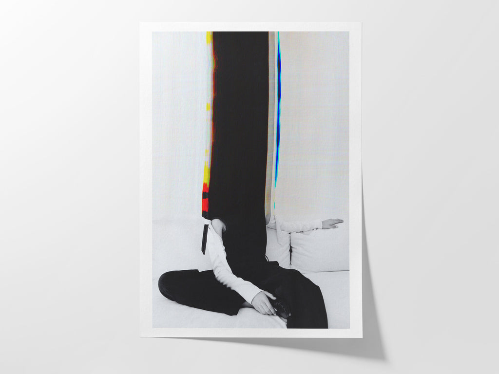 Woman Sitting Altered Portrait Photo Wall Art - Unique Black and White Minimal Aesthetic Decor For Home, Office | Untitled (31) Giclée Print