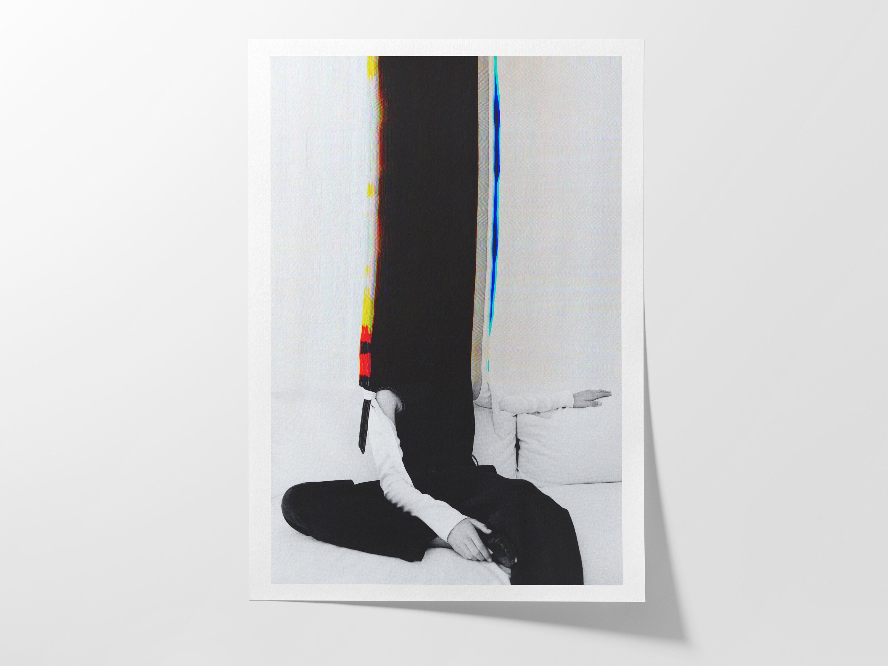 Woman Sitting Altered Portrait Photo Wall Art - Unique Black and White Minimal Aesthetic Decor For Home, Office | Untitled (31) Giclée Print