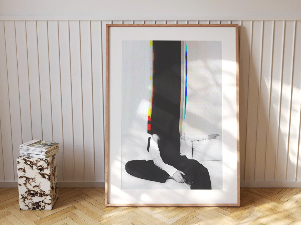 Woman Sitting Altered Portrait Photo Wall Art - Unique Black and White Minimal Aesthetic Decor For Home, Office | Untitled (31) Giclée Print