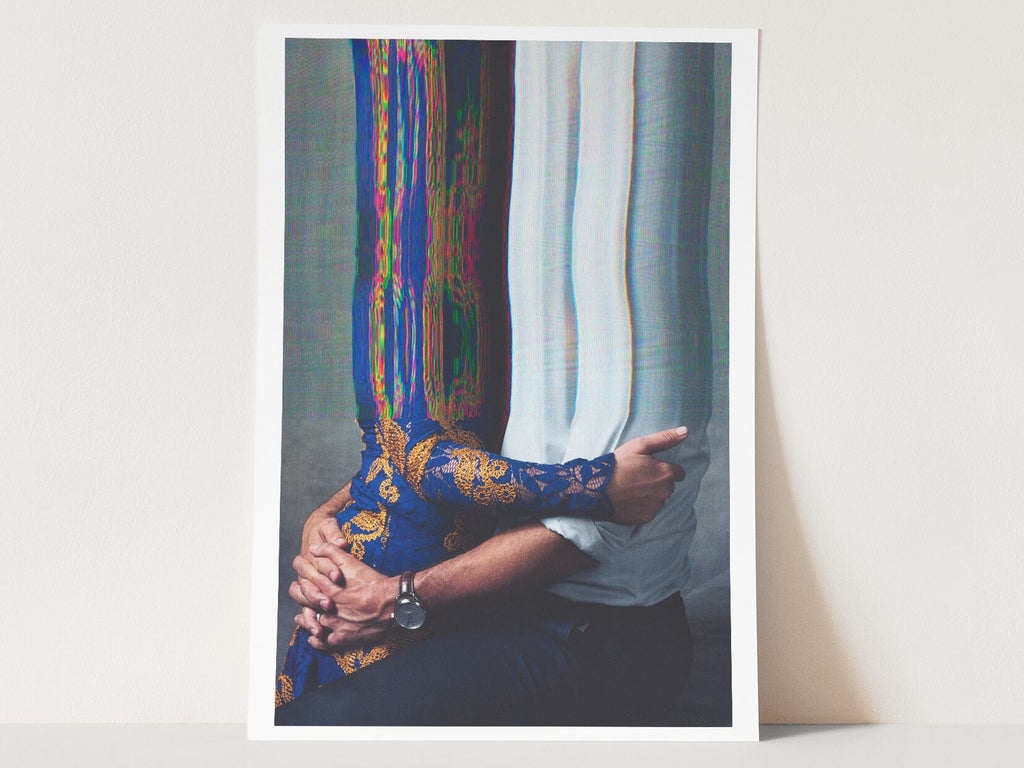 Surreal Altered Portrait of Embracing Figures - Unique Abstract Wall Art for Modern Home Decor | Untitled (34) Giclée Print