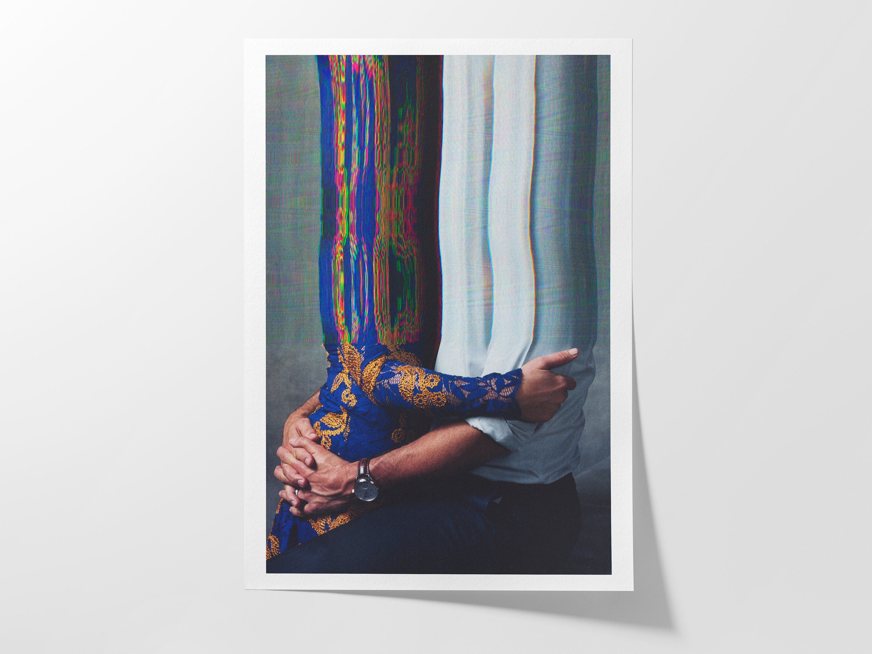 Surreal Altered Portrait of Embracing Figures - Unique Abstract Wall Art for Modern Home Decor | Untitled (34) Giclée Print