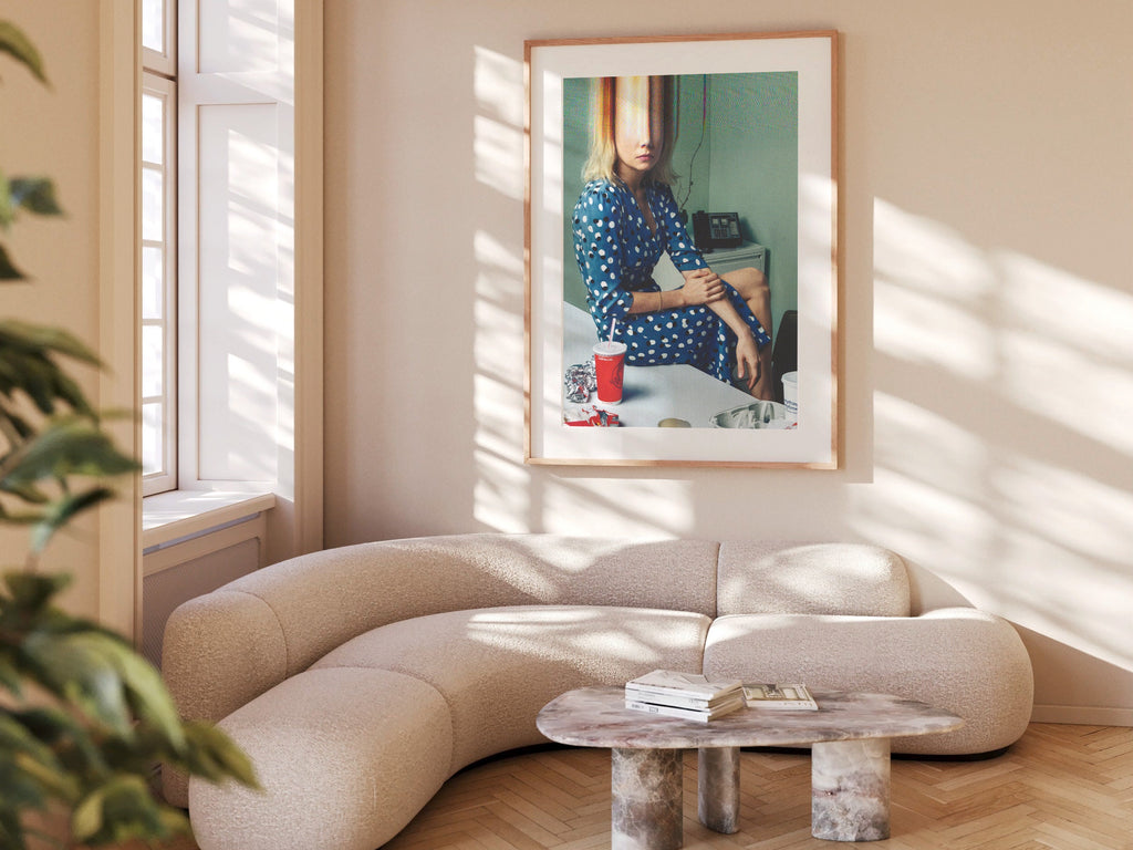 Blonde Woman in Blue Dress Altered Portrait Photo Wall Art - Unique Postmodern Feminine Decor for Office, Home | Untitled (42) Giclée Print