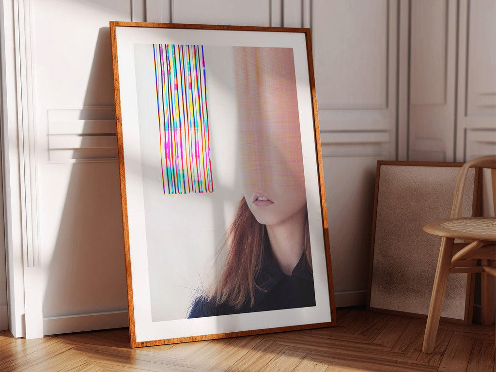Surreal Altered Portrait Art Print - Colorful Glitch Aesthetic Wall Decor for Modern Home and Office | Untitled (43) Giclée Print