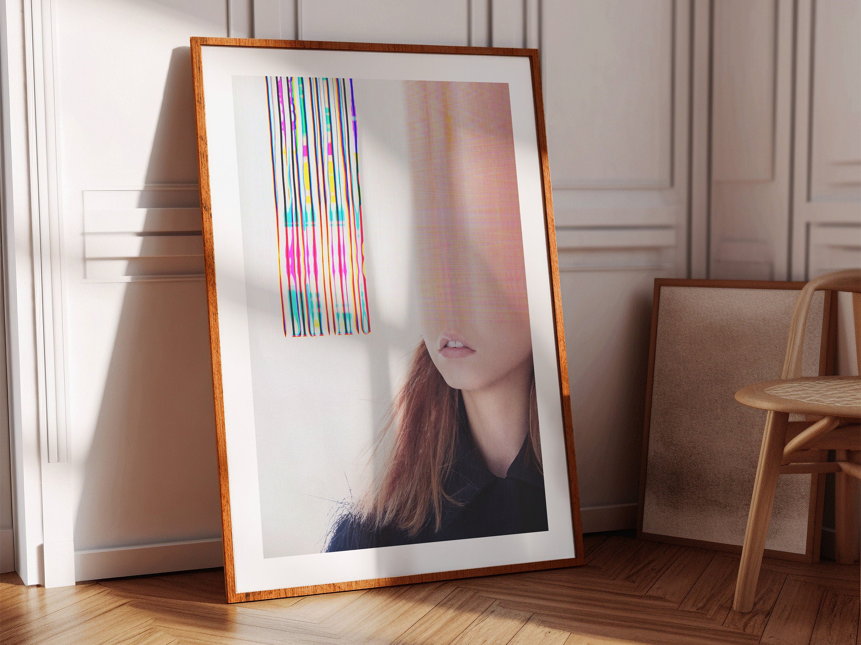 Surreal Altered Portrait Art Print - Colorful Glitch Aesthetic Wall Decor for Modern Home and Office | Untitled (43) Giclée Print
