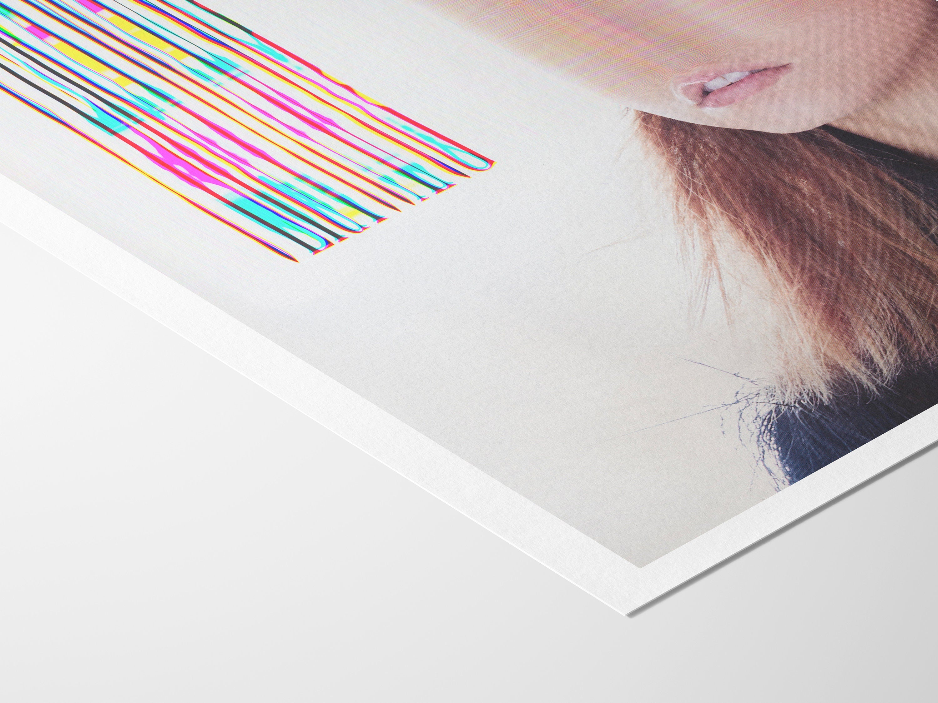 Surreal Altered Portrait Art Print - Colorful Glitch Aesthetic Wall Decor for Modern Home and Office | Untitled (43) Giclée Print