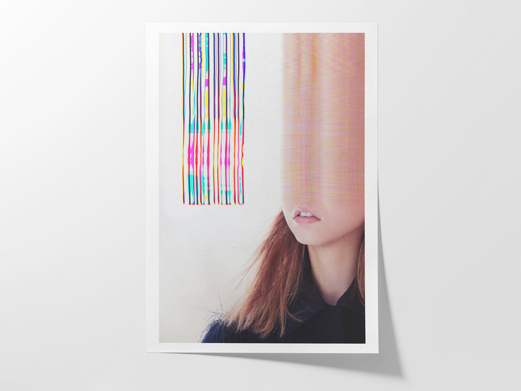 Surreal Altered Portrait Art Print - Colorful Glitch Aesthetic Wall Decor for Modern Home and Office | Untitled (43) Giclée Print