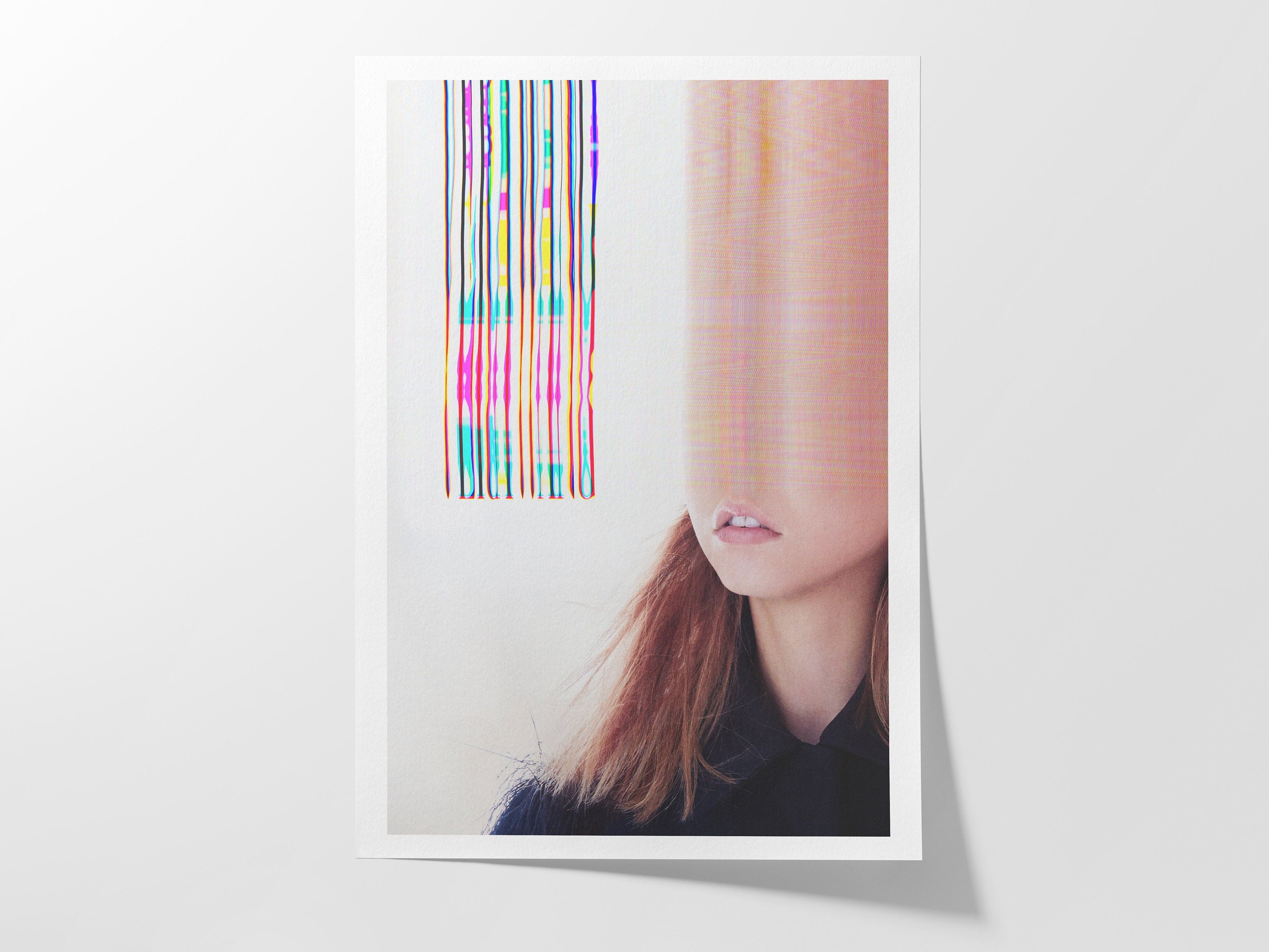 Surreal Altered Portrait Art Print - Colorful Glitch Aesthetic Wall Decor for Modern Home and Office | Untitled (43) Giclée Print