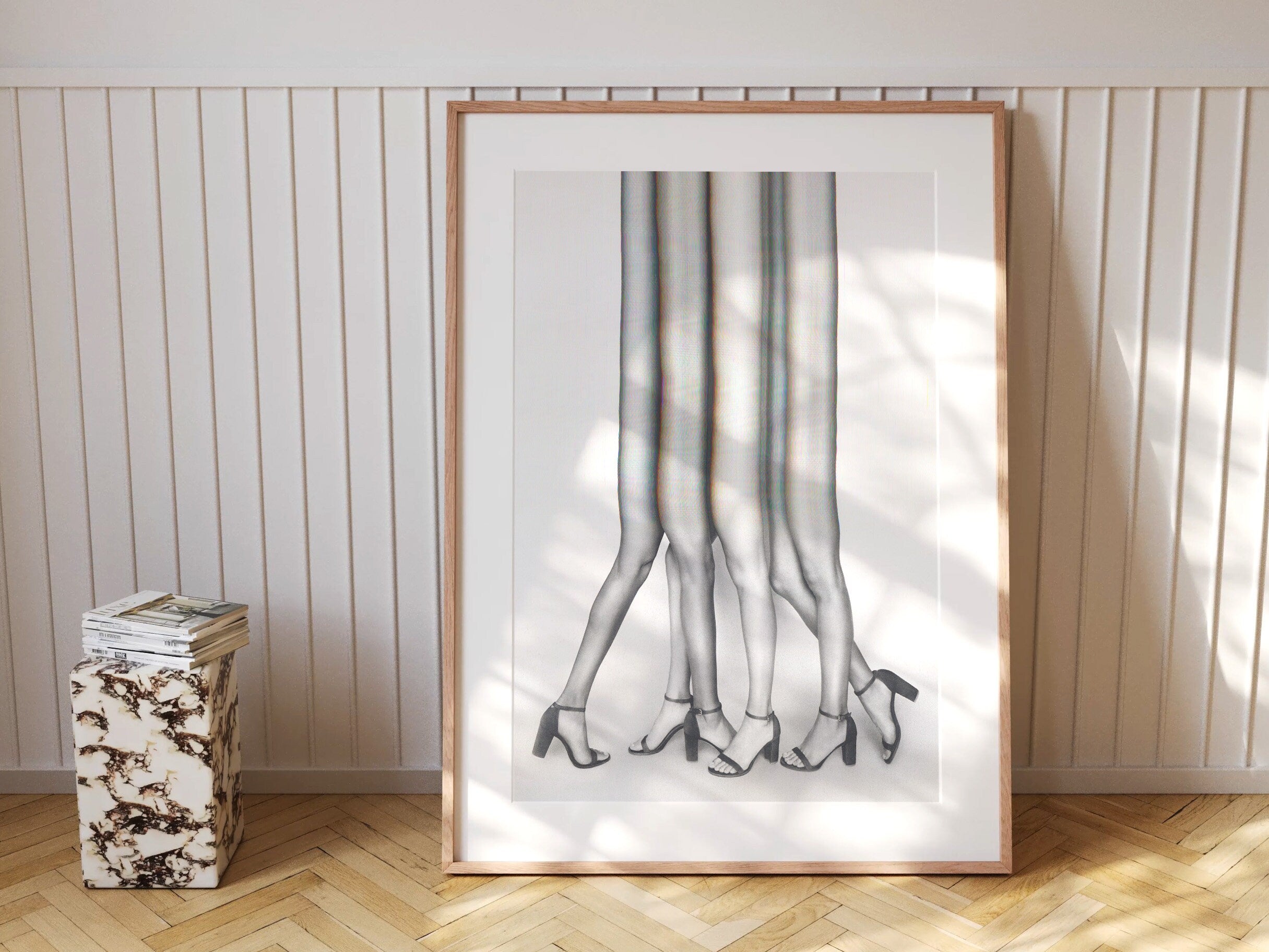 Surreal Black and White Altered Legs Art Print - Unique Feminine Glitch Decor for Home or Office | Untitled (54) Giclée Print