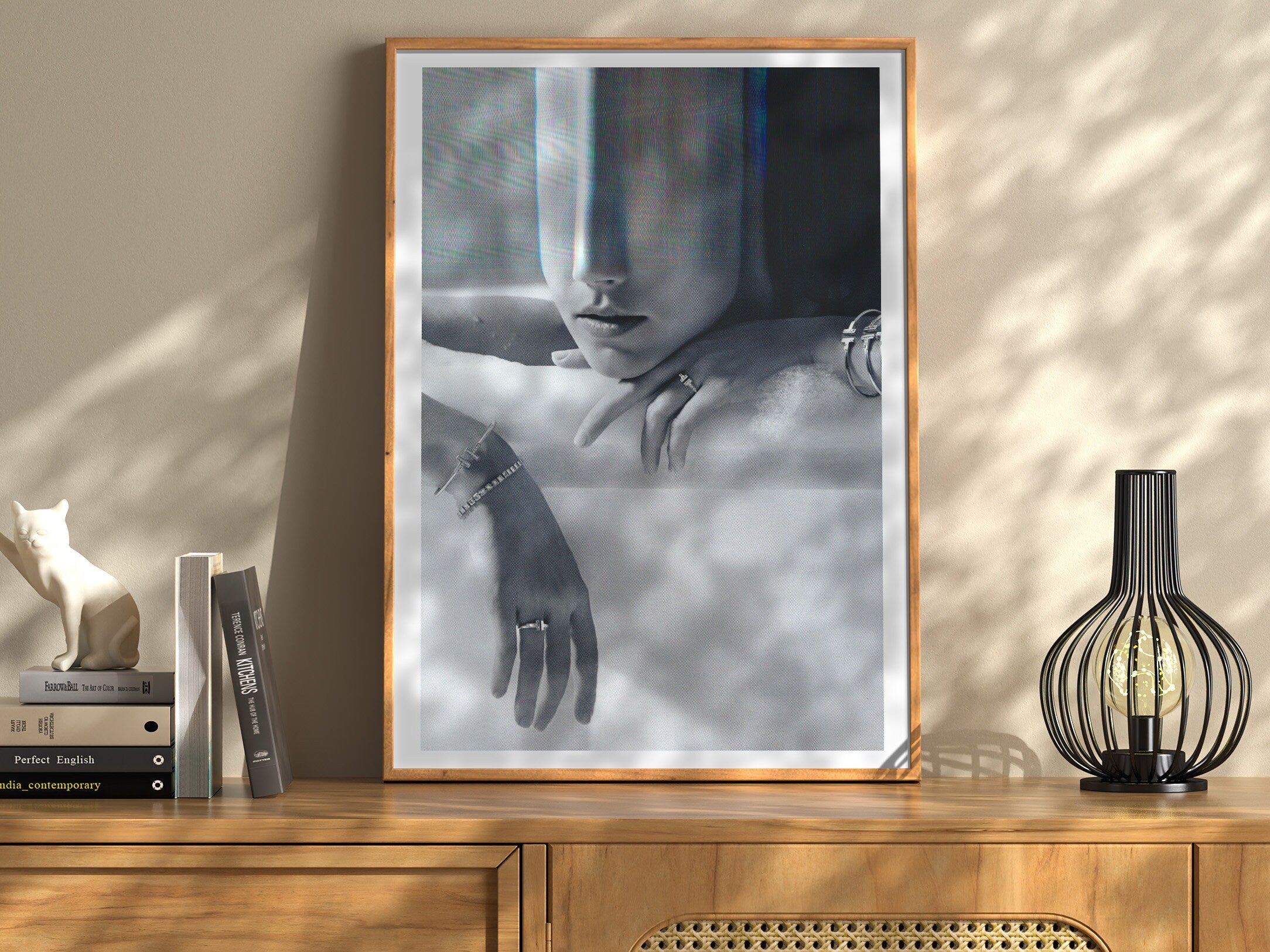 Surreal Black and White Altered Portrait Art Print - Elegant Minimalist Home Decor for Living Room, Office | Untitled (61) Giclée Print