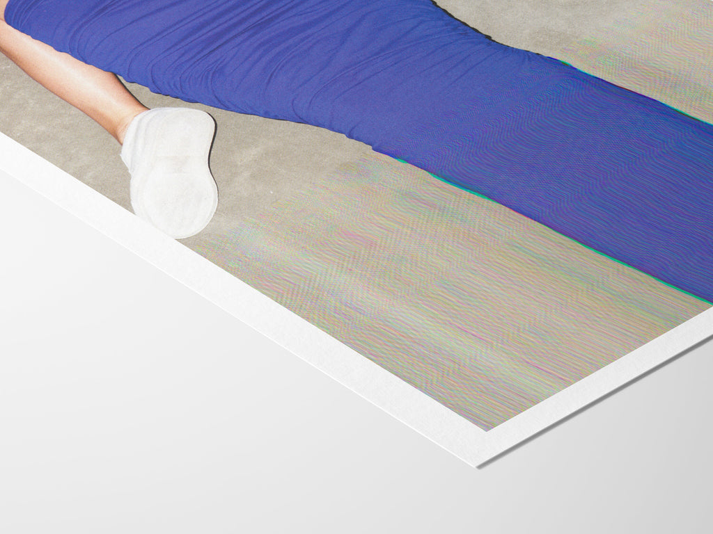 Surreal Altered Fashion Photo Art - Bold Blue Draped Dress with Minimalist Footwear for Contemporary Decor | Untitled (62) Giclée Print