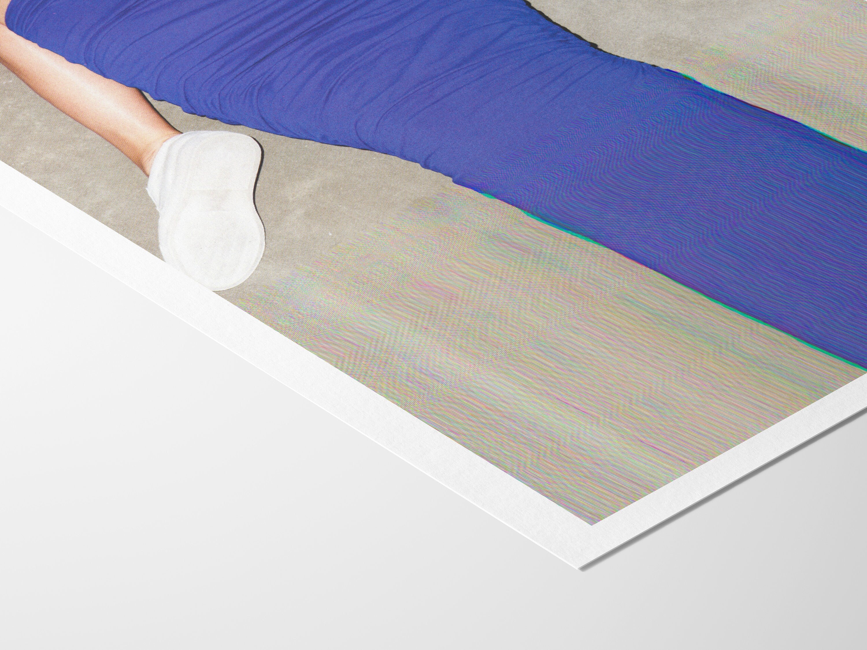 Surreal Altered Fashion Photo Art - Bold Blue Draped Dress with Minimalist Footwear for Contemporary Decor | Untitled (62) Giclée Print