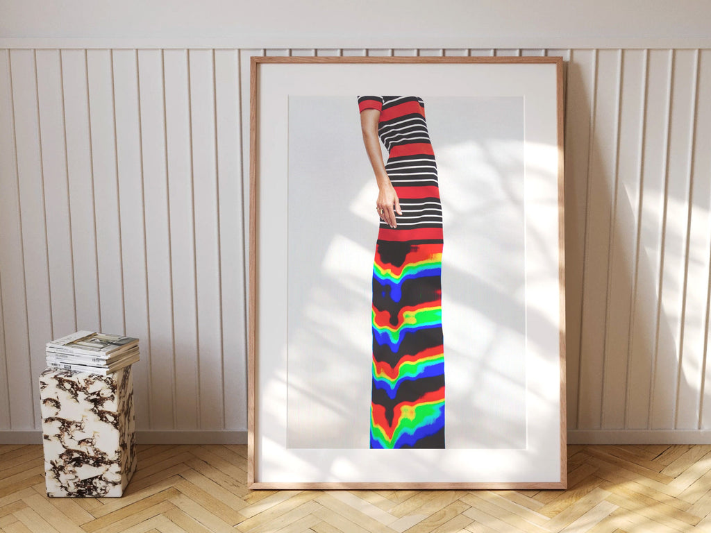 Trippy Altered Portrait Wall Art - Red and Black Glitch Photography Decor For Home, Office, Living, Dining Room | Untitled (65) Giclée Print